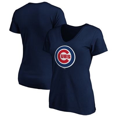 Chicago Cubs Fanatics Branded Women's Core Official Logo V-Neck T-Shirt