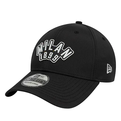 Men's New Era  Black AC Milan Recycled Rubber 39THIRTY Fitted Hat