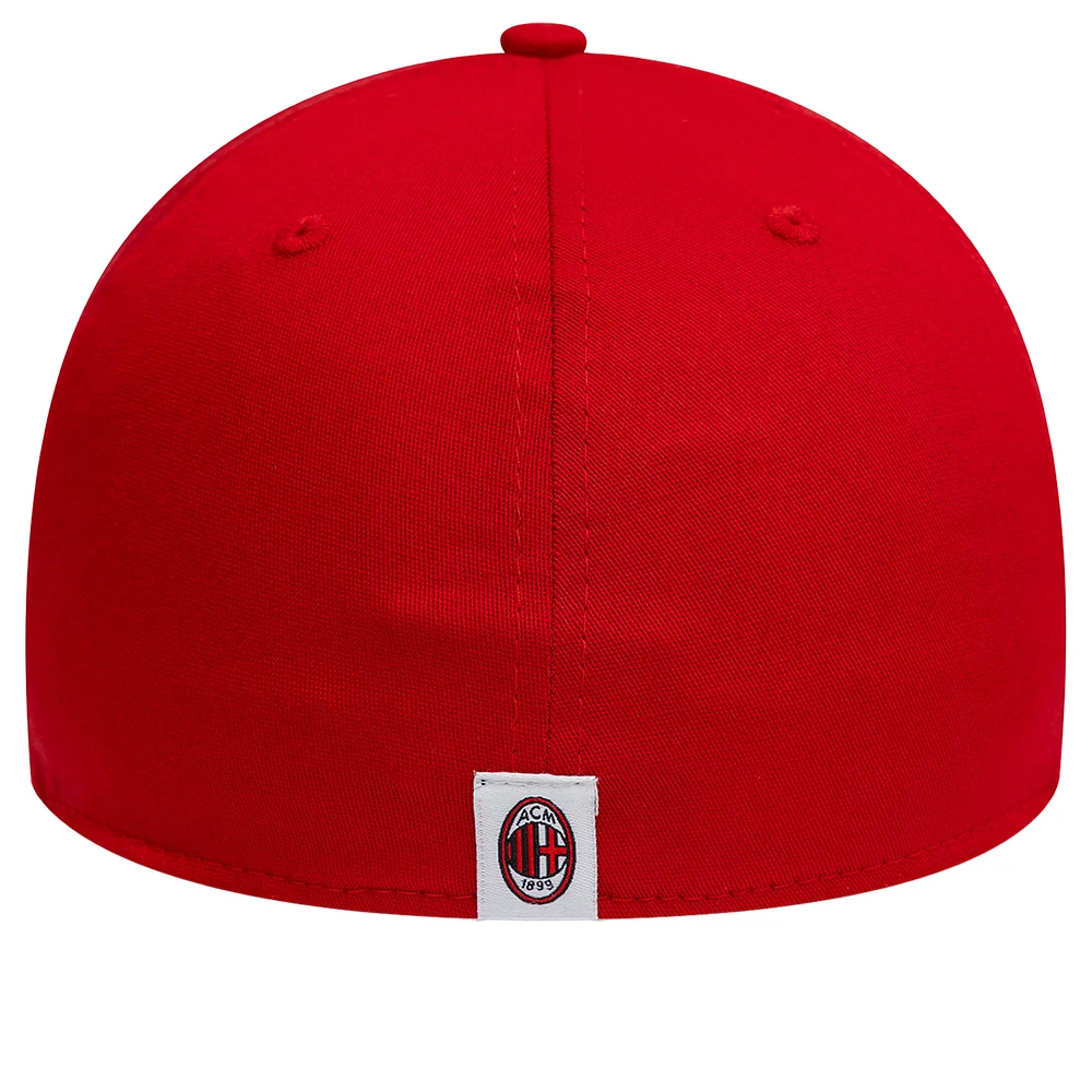 Men's New Era Red AC Milan M Logo 39THIRTY Fitted Hat