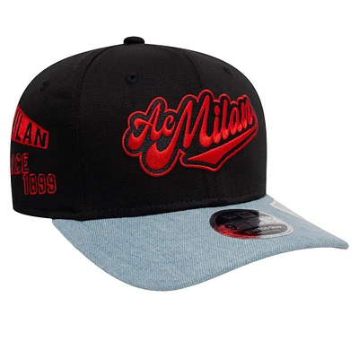 Men's New Era Black/Denim AC Milan 9FIFTY Stretch-Snap Adjustable Hat