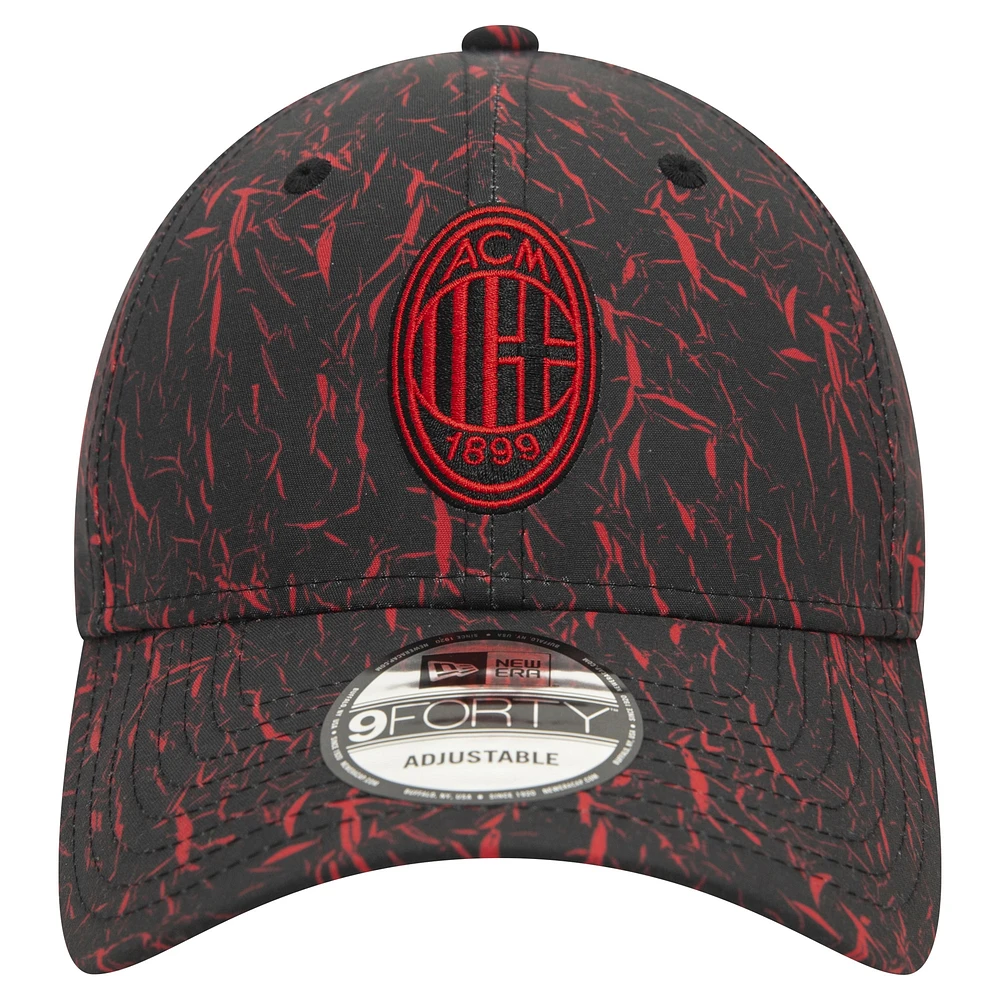 Casquette réglable noire AC Milan Crinkle 9FORTY New Era pour hommes