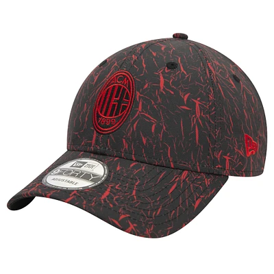 Casquette réglable noire AC Milan Crinkle 9FORTY New Era pour hommes