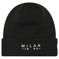 Bonnet en tricot à revers avec logo établi AC Milan New Era noir pour hommes