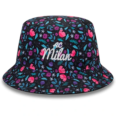 Men's New Era Black AC Milan Floral Print Bucket Hat