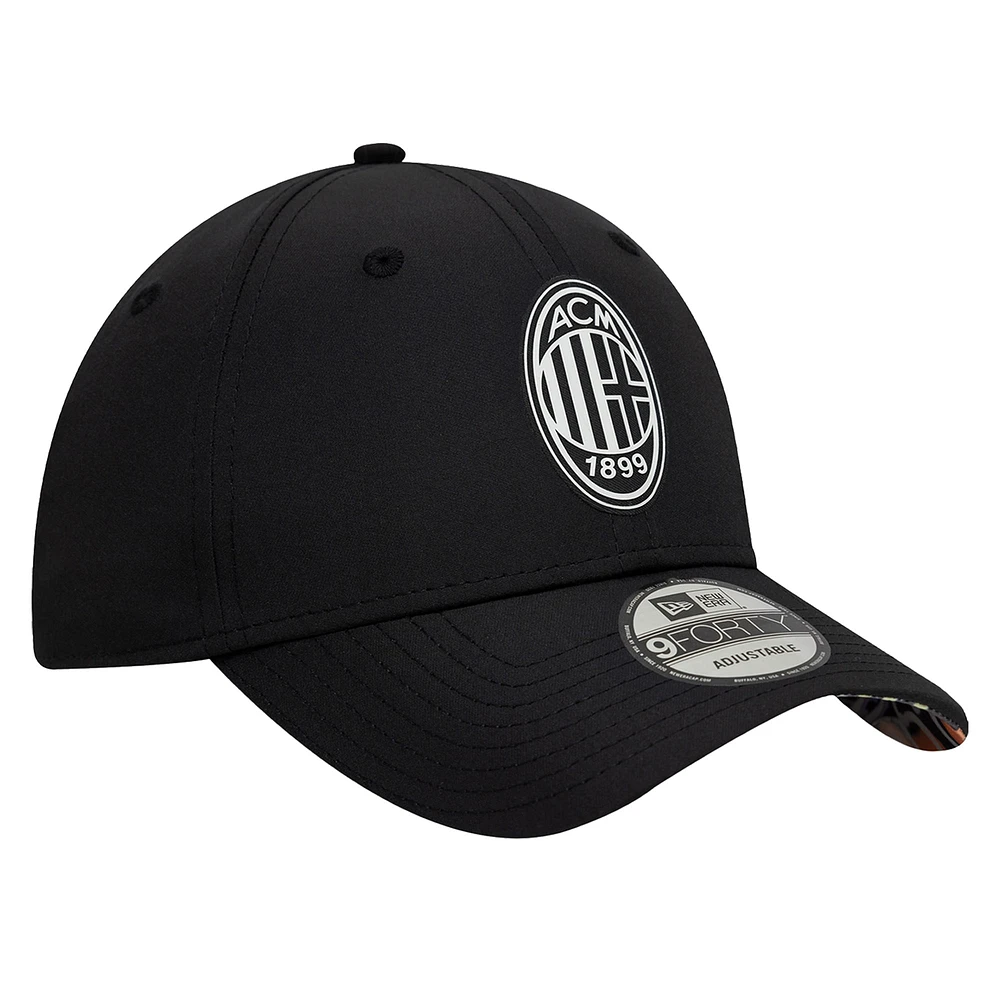 Men's New Era  Black AC Milan Graffiti 9FORTY Adjustable Hat