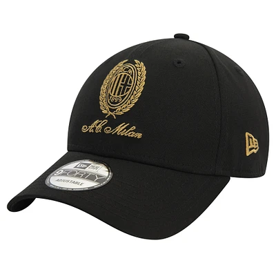 Casquette réglable 9FORTY noire AC Milan Heritage Gold New Era pour homme