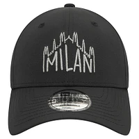 Casquette réglable noire réfléchissante 9FORTY AC Milan New Era pour hommes