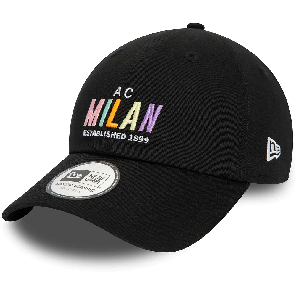 Casquette réglable noire AC Milan Wordmark 9TWENTY New Era pour hommes