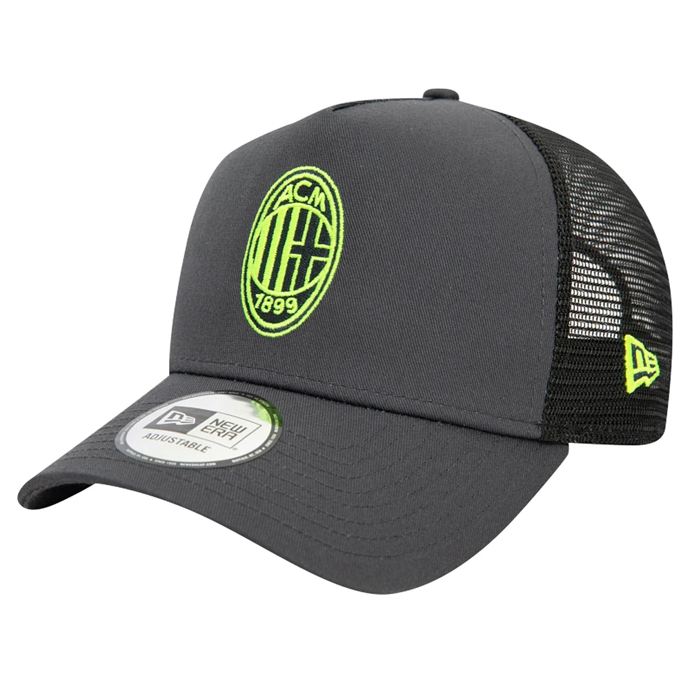 Men's New Era Gray AC Milan 9FORTY A-Frame Trucker Adjustable Hat