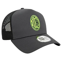 Men's New Era Gray AC Milan 9FORTY A-Frame Trucker Adjustable Hat