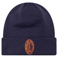 Bonnet en tricot à revers saisonnier AC Milan New Era pour homme bleu marine