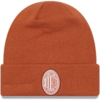 Bonnet en tricot à revers saisonnier AC Milan New Era orange pour homme