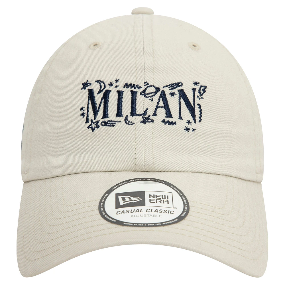 Men's New Era Tan AC Milan Scribble 9TWENTY Adjustable Hat