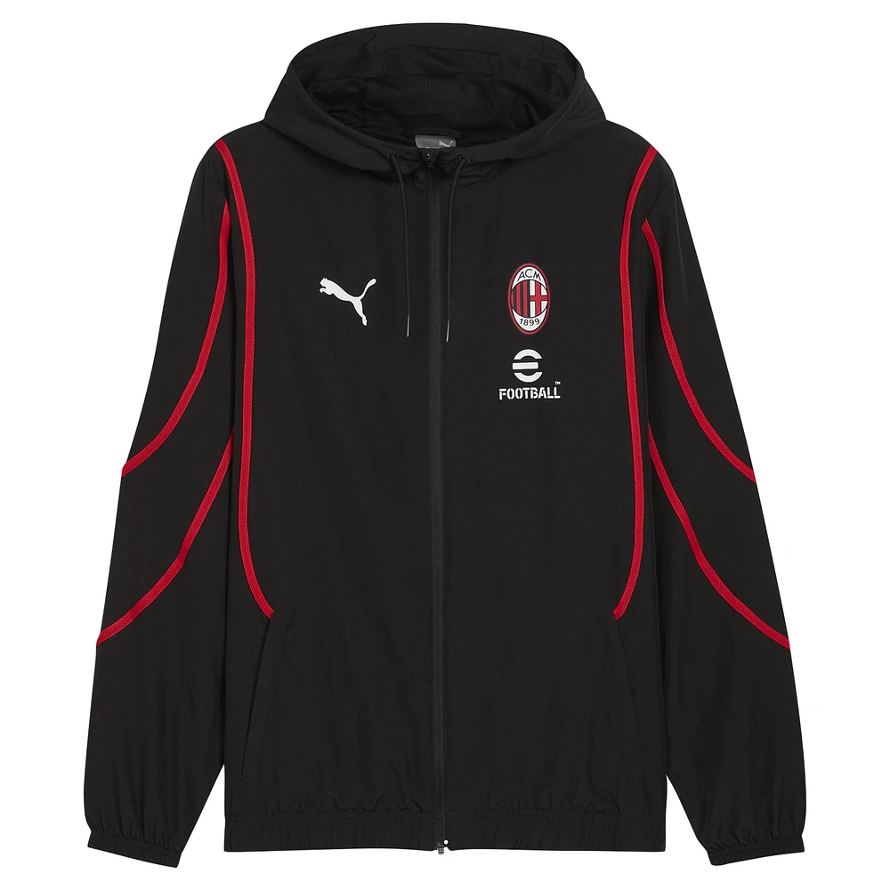 Men's Puma Black AC Milan 2024/25 Pre-Match Anthem dryCELL Full-Zip Hoodie Jacket