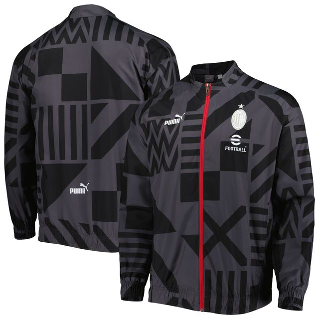 Puma Veste d'entraînement d'avant-match raglan entièrement zippée pour homme de l'AC Milan, noire