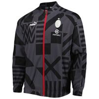 Men's Puma Black AC Milan Pre-Match Raglan Full-Zip Training Jacket