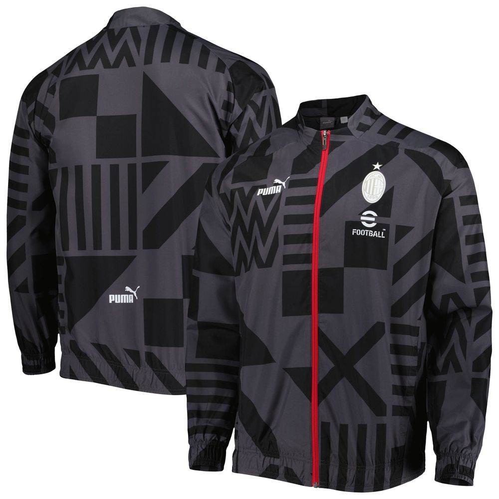 Men's Puma Black AC Milan Pre-Match Raglan Full-Zip Training Jacket