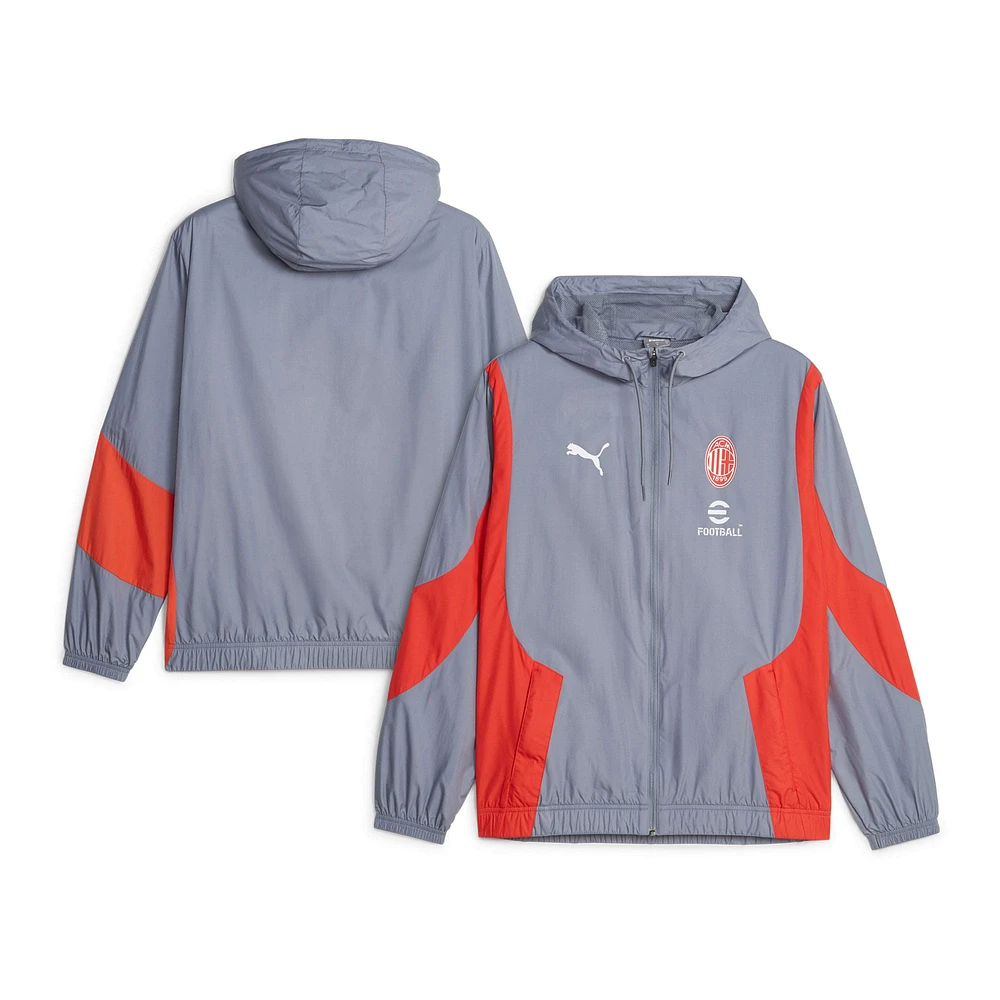 Veste à capuche et fermeture éclair complète Anthem avant-match AC Milan 2023/24 pour homme Puma Gris