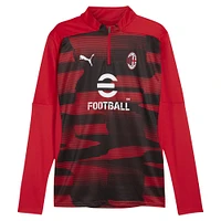 Haut à quart de zip dryCELL tri-mélangé Puma rouge AC Milan 2024/25 d'avant-match pour homme