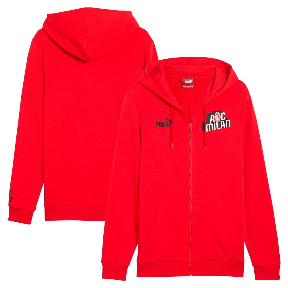 Men's Puma Red AC Milan ftblCulture Full-Zip Hoodie