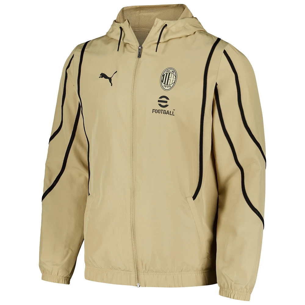 Men's Puma Tan AC Milan 2024/25 Pre-Match Anthem dryCELL Full-Zip Hoodie Jacket