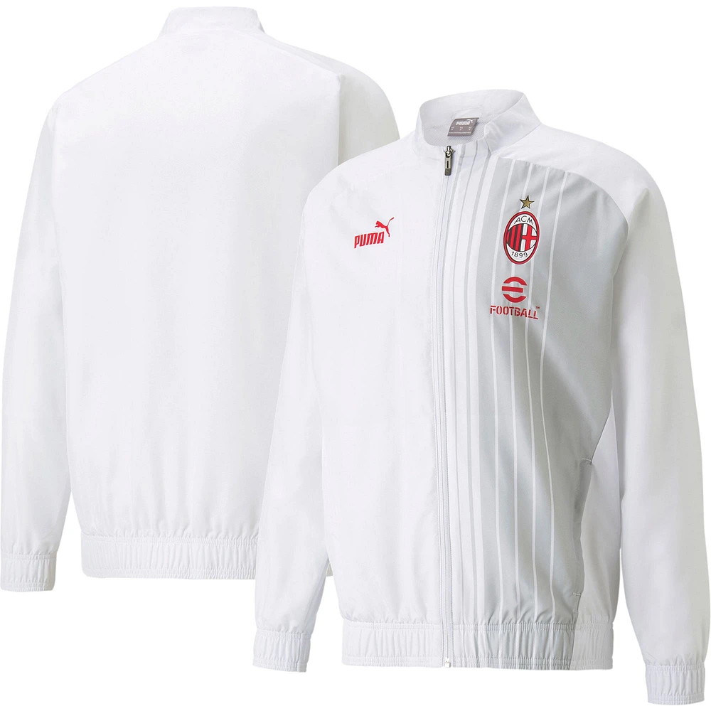 Veste d'avant-match entièrement zippée pour homme AC Milan 2022/23 Puma - Blanc