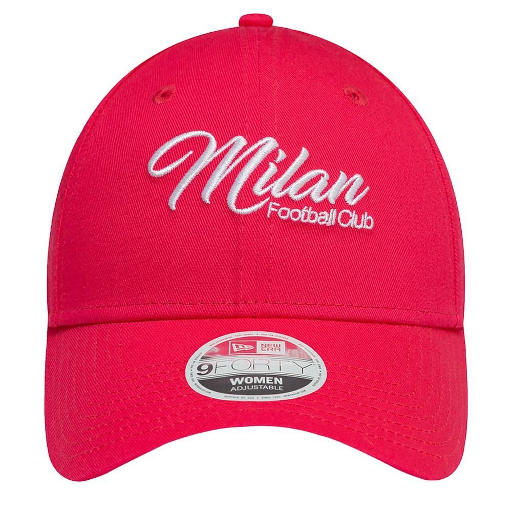 Women's New Era Pink AC Milan Wordmark 9FORTY Adjustable Hat