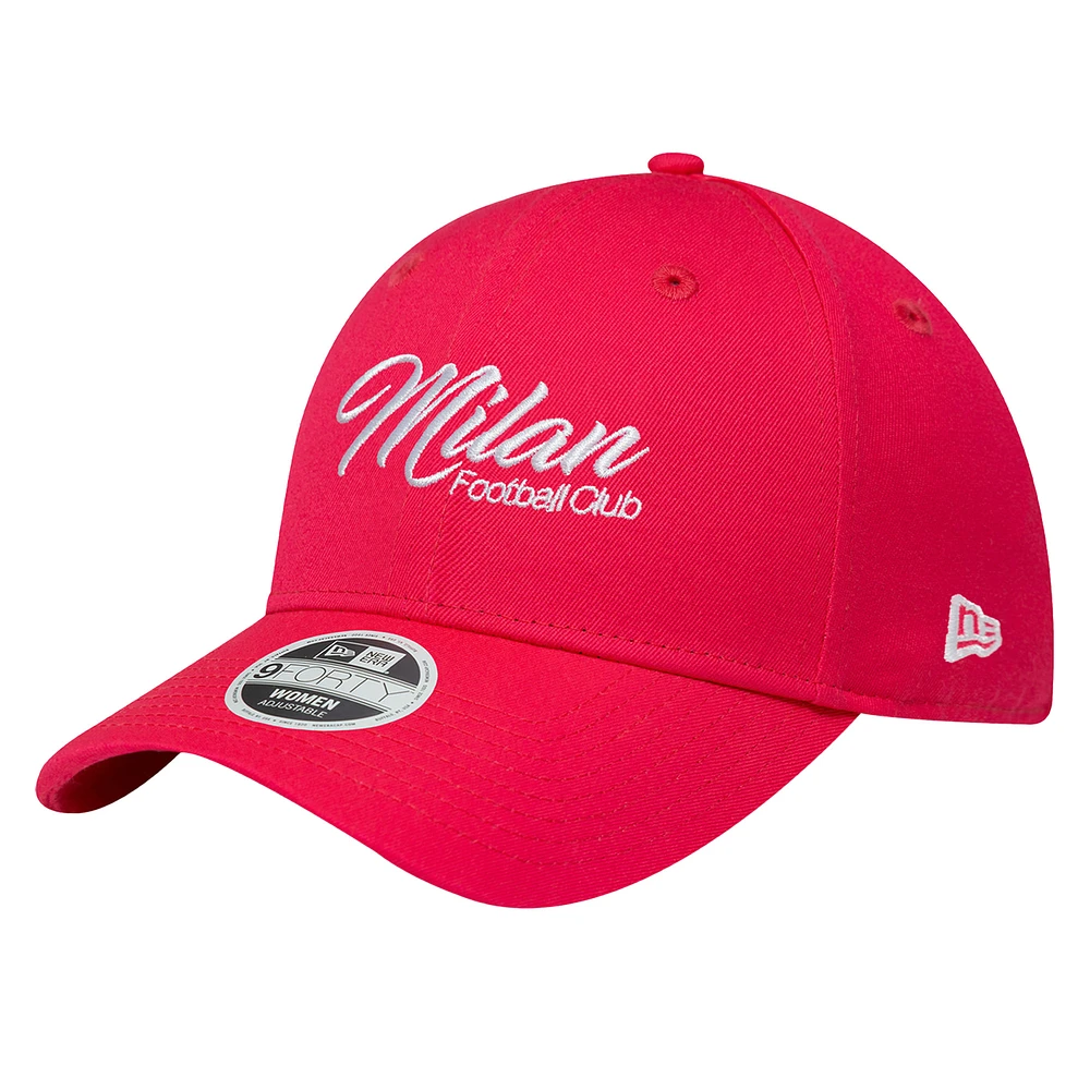 Women's New Era Pink AC Milan Wordmark 9FORTY Adjustable Hat