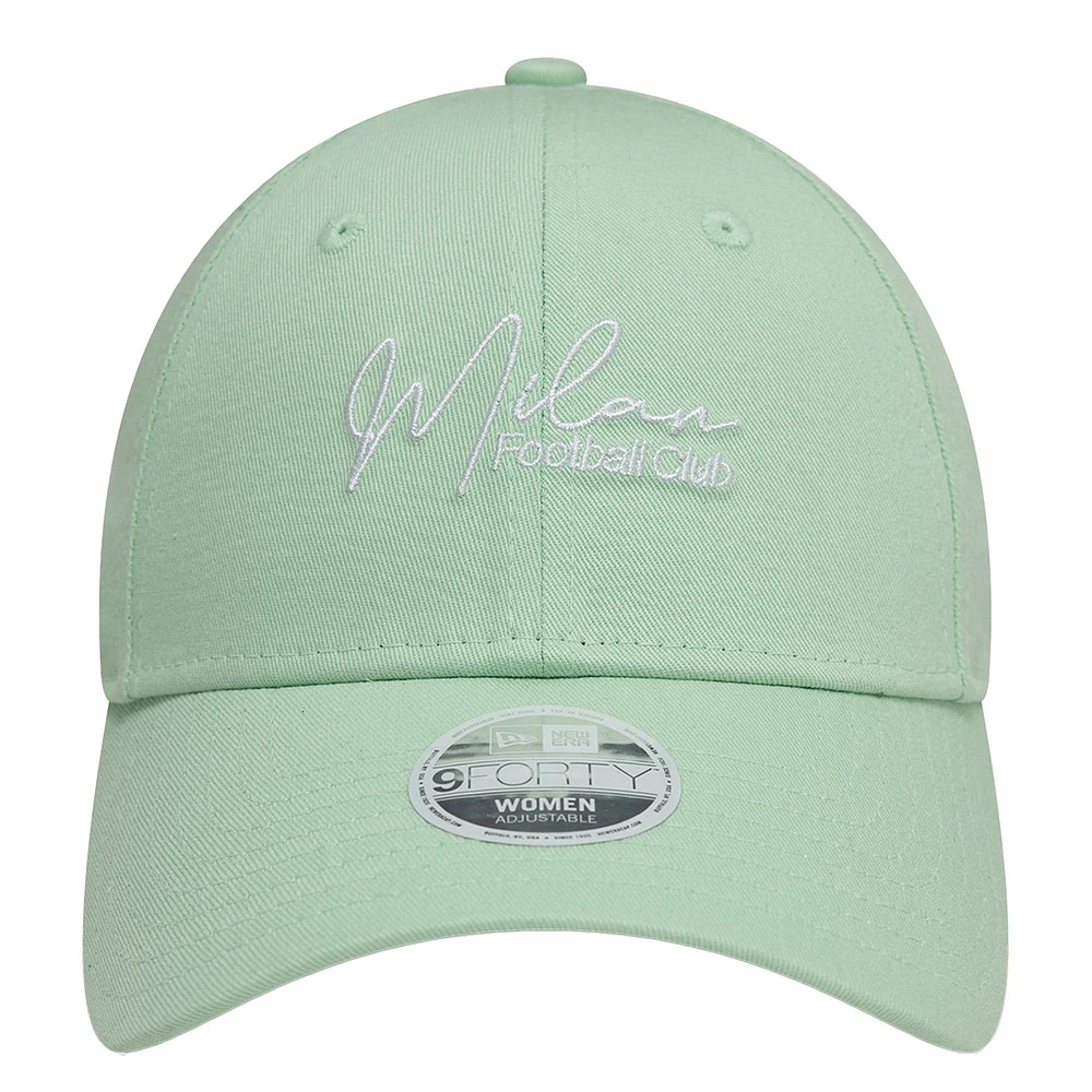 Women's New Era Light Green AC Milan Script 9FORTY Adjustable Hat