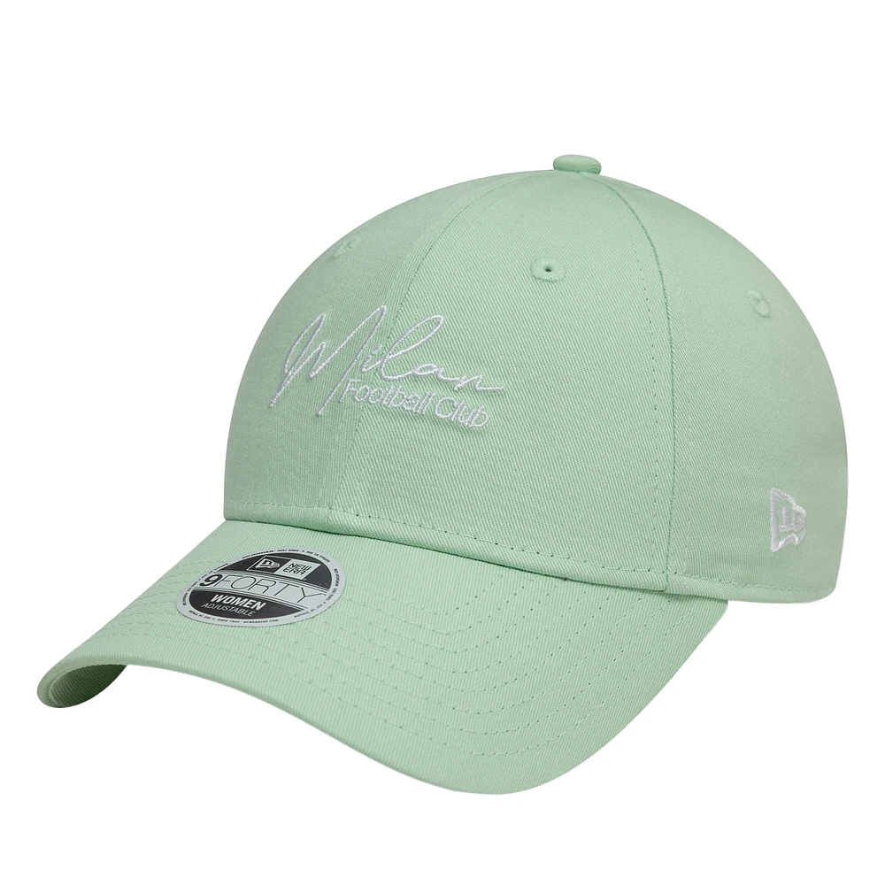 Women's New Era Light Green AC Milan Script 9FORTY Adjustable Hat