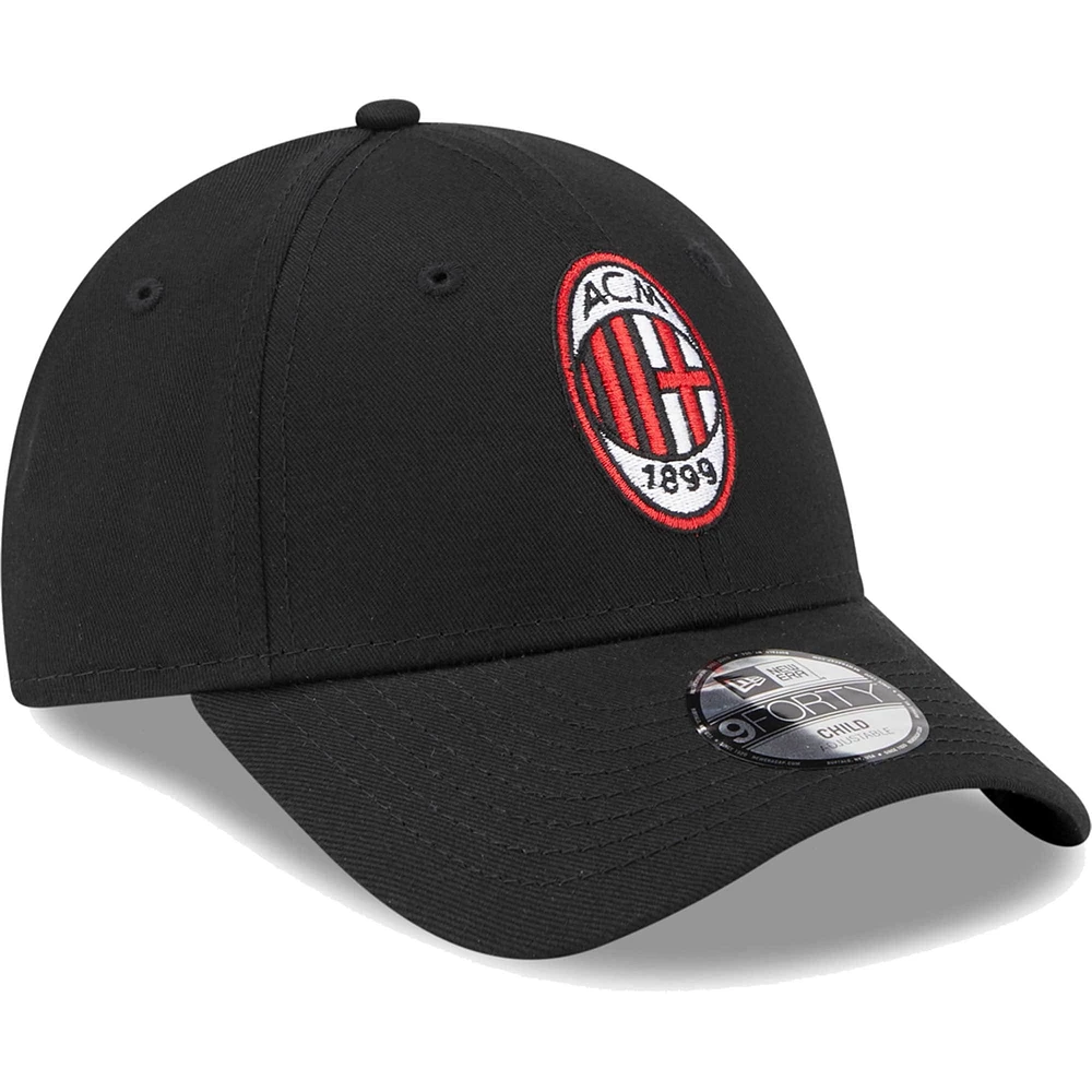 Youth New Era  Black AC Milan Core 9FORTY Adjustable Hat