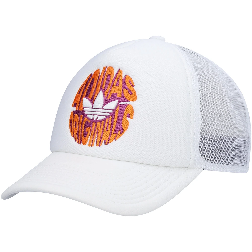 Men's adidas Originals White Spiral Trucker Snapback Hat