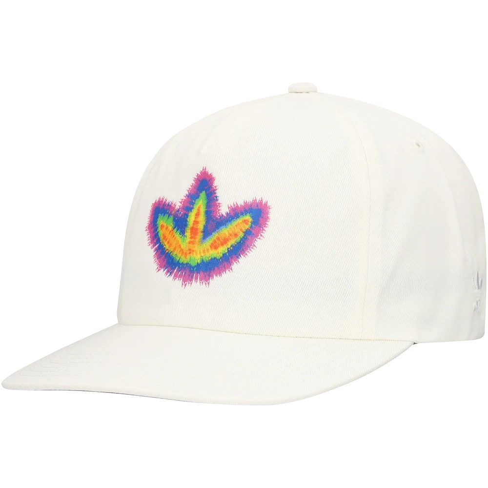 Unisex adidas Originals White Tie-Dye Trefoil Relaxed Adjustable Hat