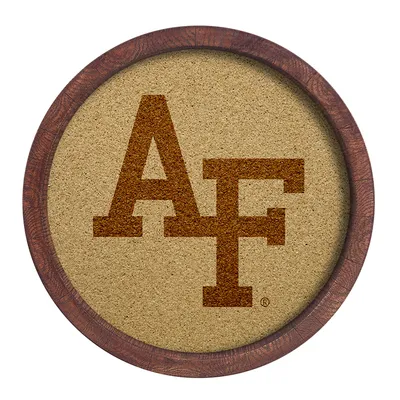Air Force Falcons 20.25'' Round Faux Barrel Framed Cork Board