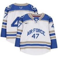 Lids Air Force Falcons Fanatics Authentic Team-Issued #51 White/Royal Jersey  from the Hockey Program