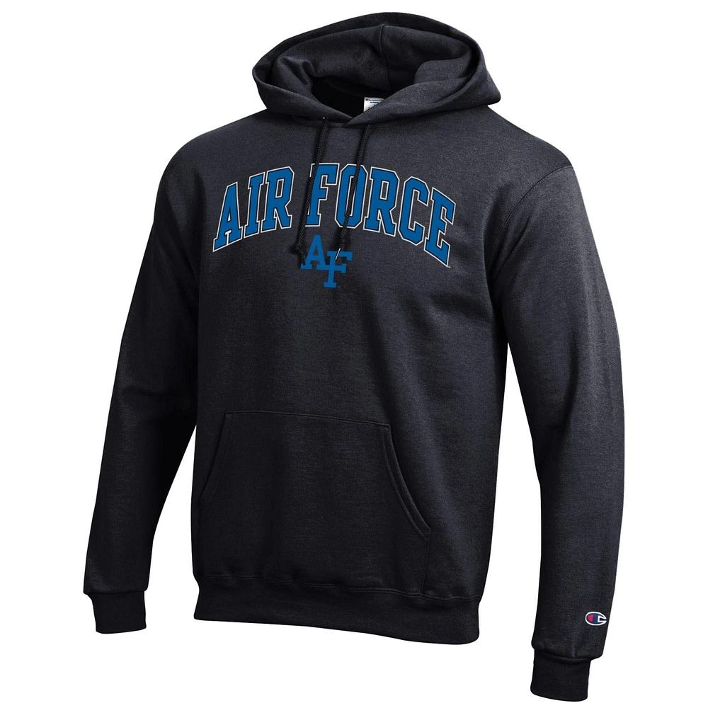 Sweat à capuche noir Champion Air Force Falcons Arch Over Logo pour homme