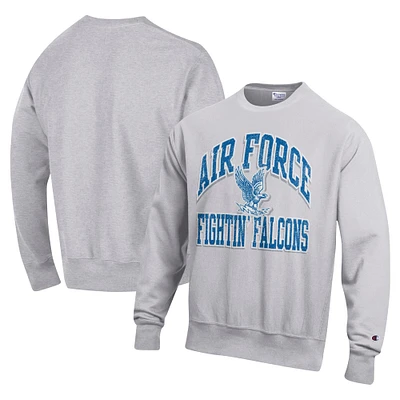 Men's Champion Heather Gray Air Force Falcons Vault Late Night Reverse Weave Pullover Sweatshirt