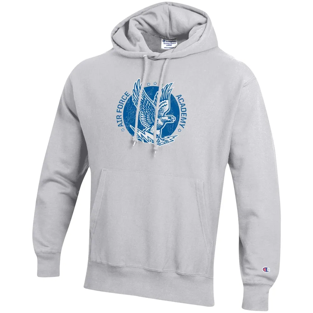 Men's Champion Heathered Gray Air Force Falcons Team Vault Logo Reverse Weave Pullover Hoodie