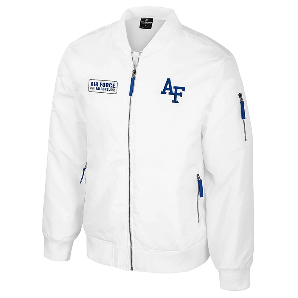 Men's Colosseum Air Force Falcons White Rabbit Full-Zip Bomber Jacket