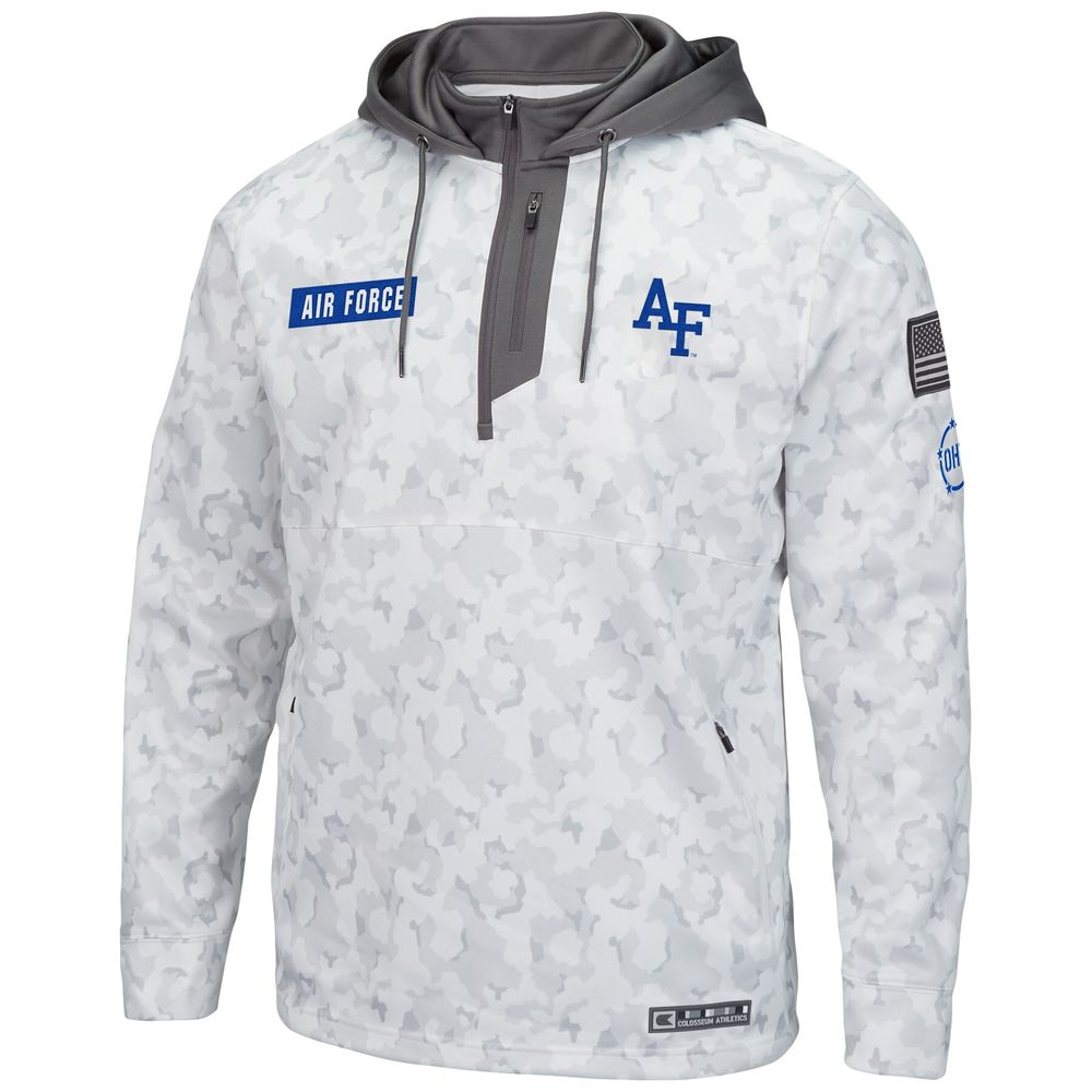 Men's Colosseum Arctic Camo Air Force Falcons OHT Military Appreciation Quarter-Zip Hoodie