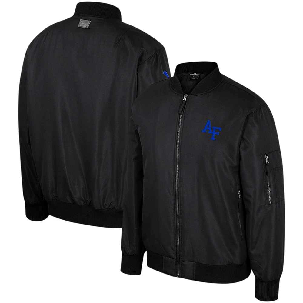 Blouson aviateur entièrement zippé Colosseum noir Air Force Falcons pour hommes