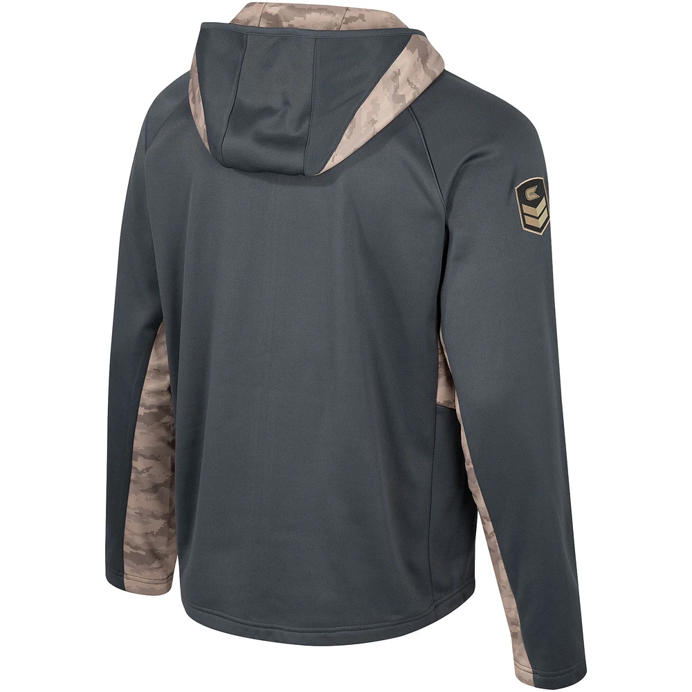 Men's Colosseum Charcoal Air Force Falcons OHT Military Appreciation Camo Raglan Full-Zip Hoodie