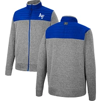 Men's Colosseum Gray/Royal Air Force Falcons Putter Herringbone Full-Zip Jacket