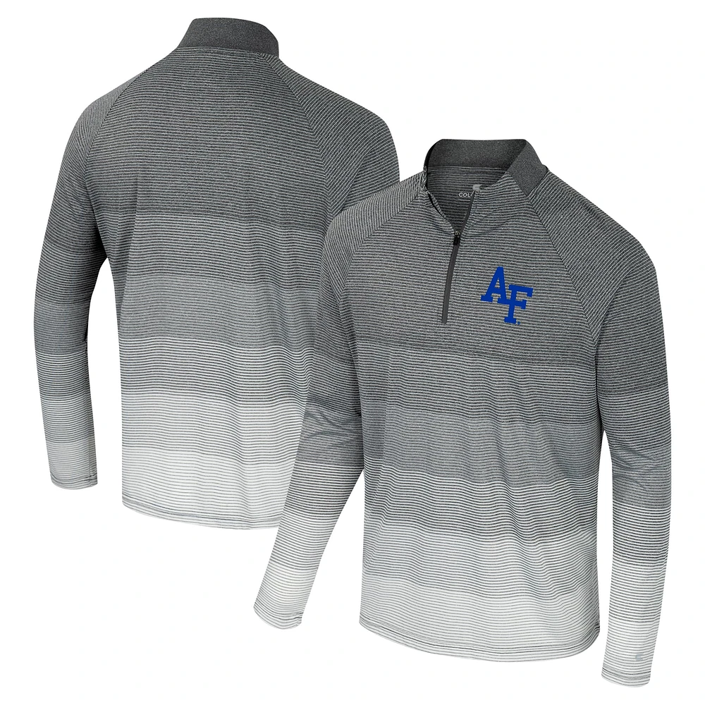 Men's Colosseum  Gray Air Force Falcons AI Striped Mesh Quarter-Zip Raglan Windshirt