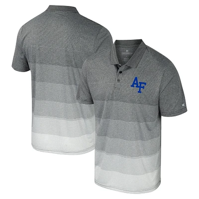 Men's Colosseum Gray Air Force Falcons Striped Mesh Polo