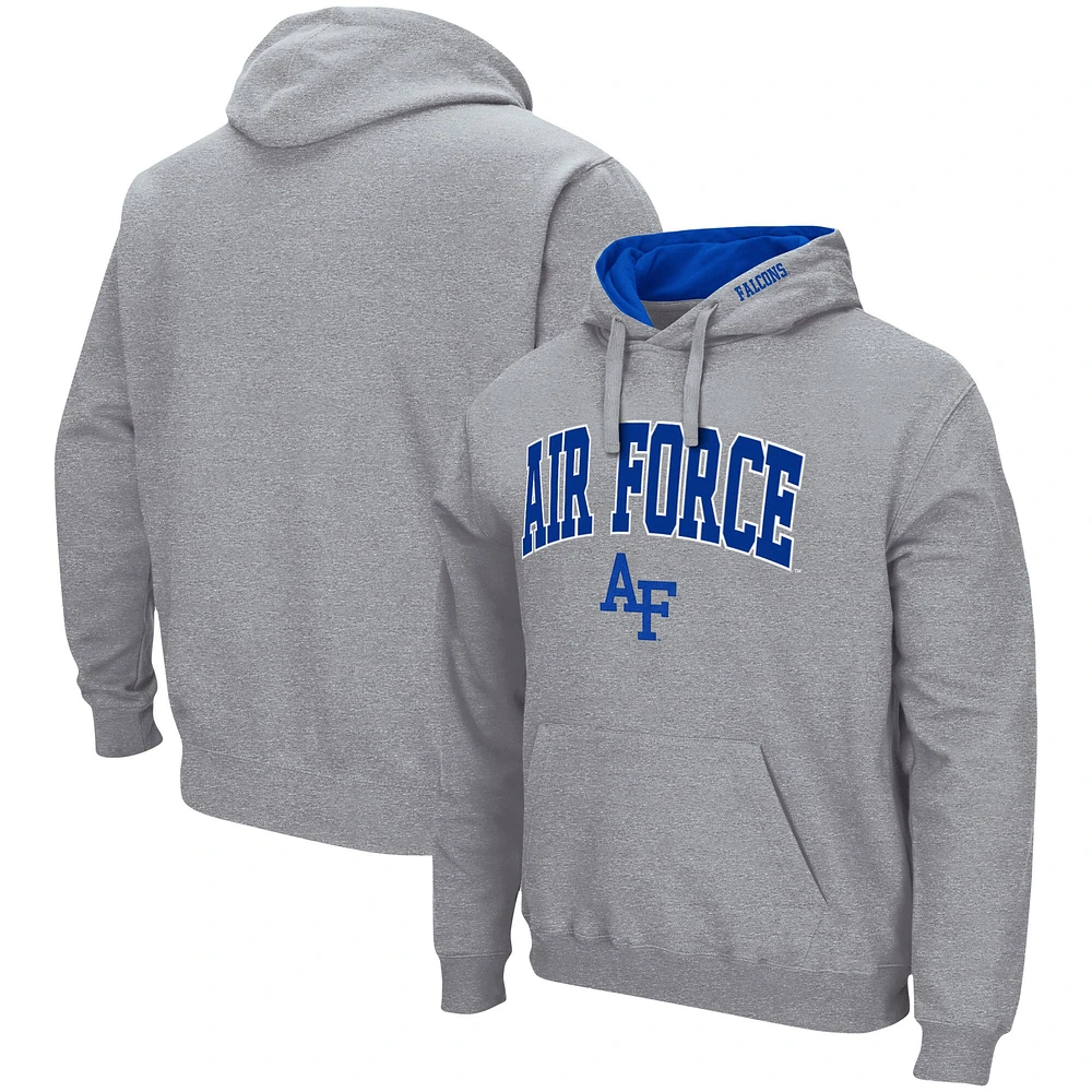 Men's Colosseum Heather Gray Air Force Falcons Arch & Logo 3.0 Pullover Hoodie