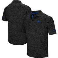 Men's Colosseum Heathered Black Air Force Falcons Down Swing Raglan Polo