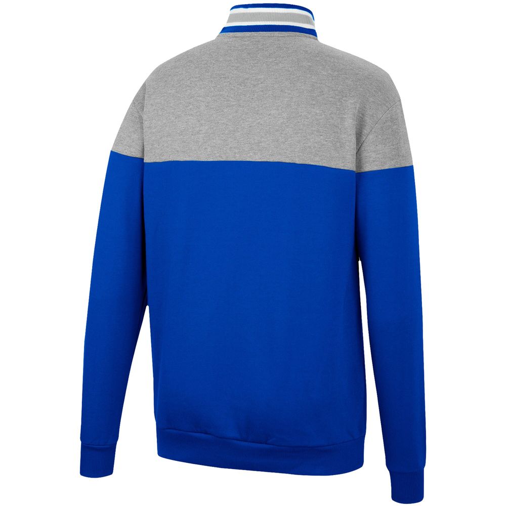 Men's Colosseum Heathered Gray/Royal Air Force Falcons Be the Ball Quarter-Zip Top