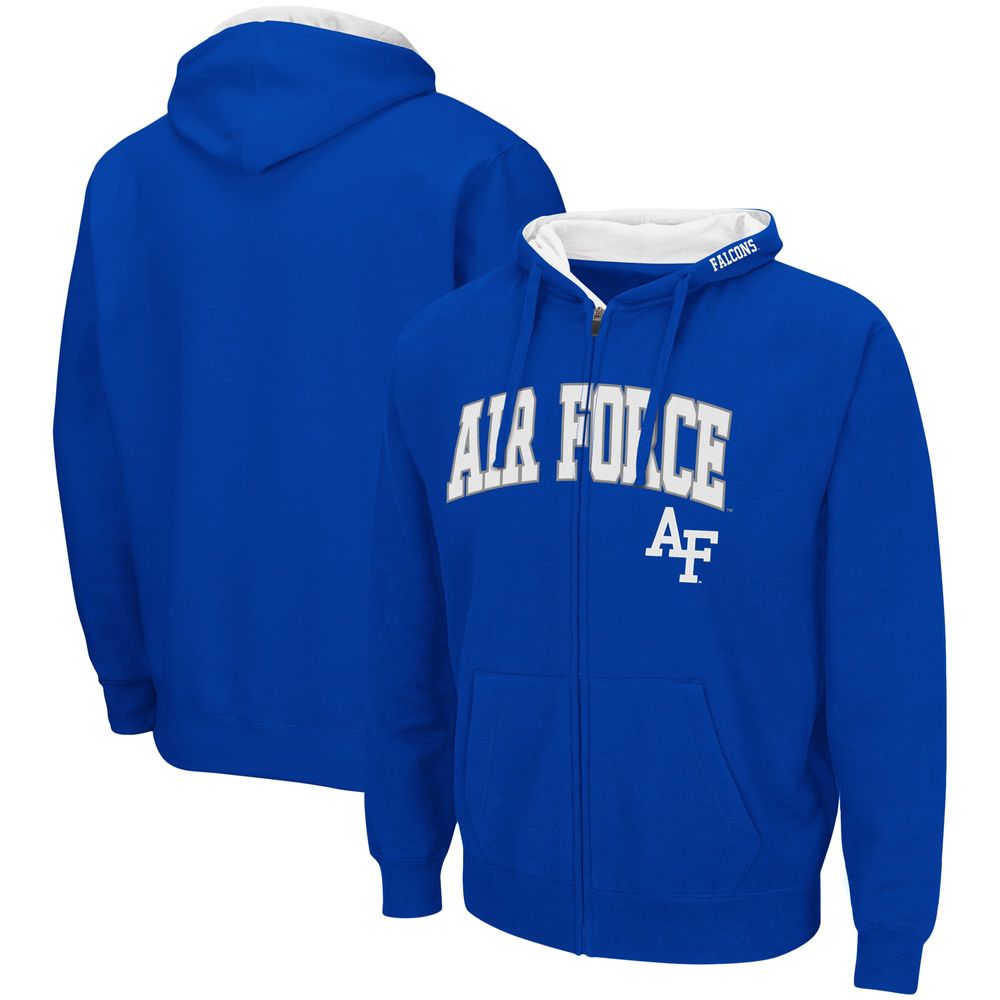 Men's Colosseum Royal Air Force Falcons Arch & Logo 3.0 Full-Zip Hoodie