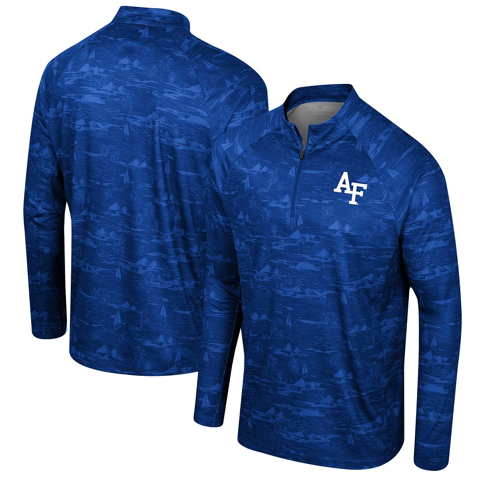 Men's Colosseum Royal Air Force Falcons Carson Raglan Quarter-Zip Jacket